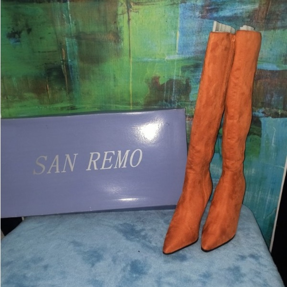 San Remo Women's Over the Knee Orange Boots